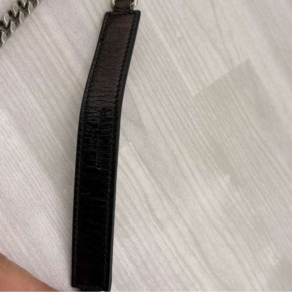 Saint Laurent Black and Silver Crossbody Bag with Chevron Quilting - Picture 7 of 13